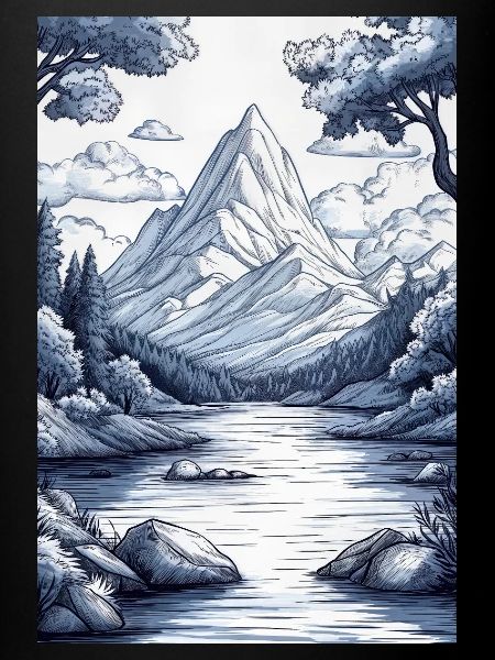 Illustration of a Mountain Landscape 