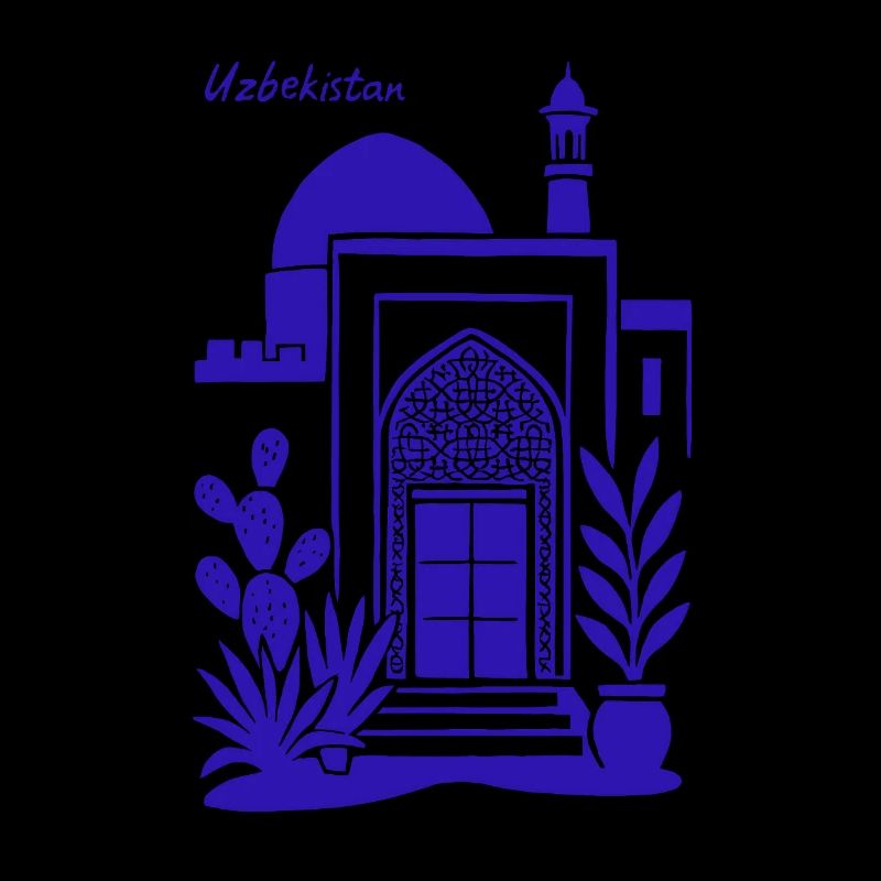 Architecture Ouzbékistan Silhouette Bleue
