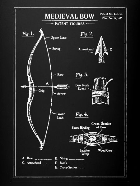 Medieval Bow Blueprint Illustration