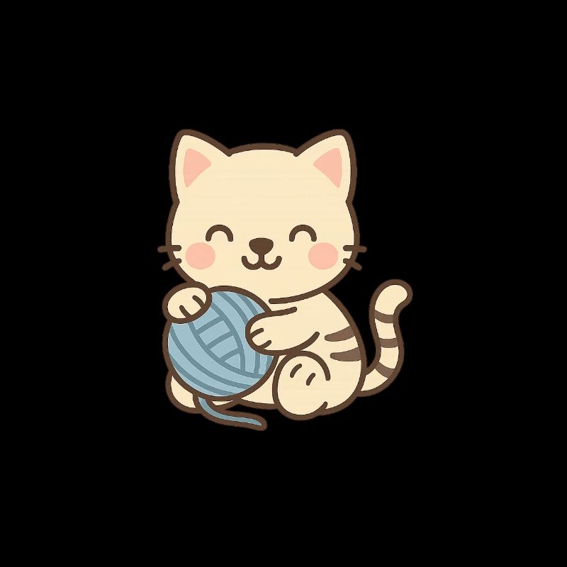 Chaton mignon avec pelote bleue