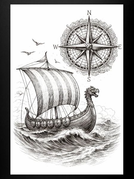 Compass Viking Sailing Ship