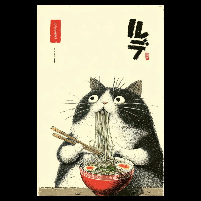 Nudelkatze Ukiyoe-Stil
