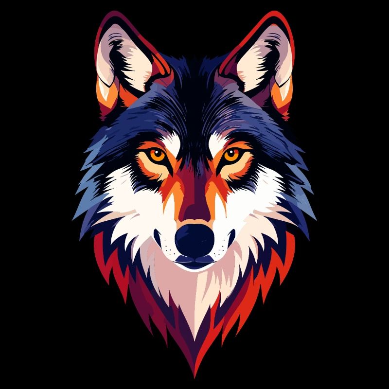 Farbiger Wolfkopf Wolfsblick Wolf Kopf Motiv