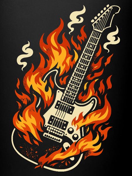 E-Gitarre Brennend Rock Geschenk