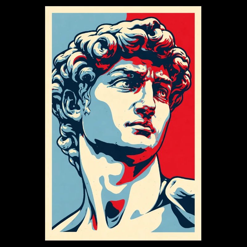 David Michelangelo dans Pop Art : Portrait bleu-rouge