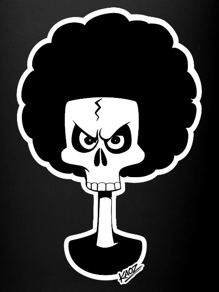 Dessin animé Afro Skull Monochrome