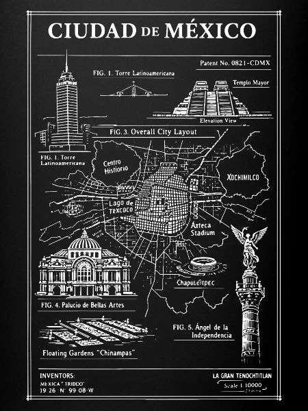 Mexico City Skyline Map