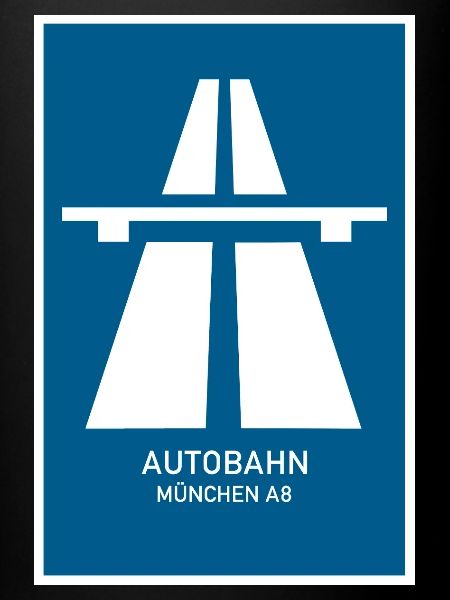 Autobahn München A8 Retro Poster
