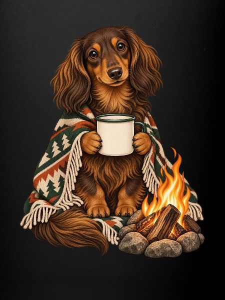 Dackel am Lagerfeuer