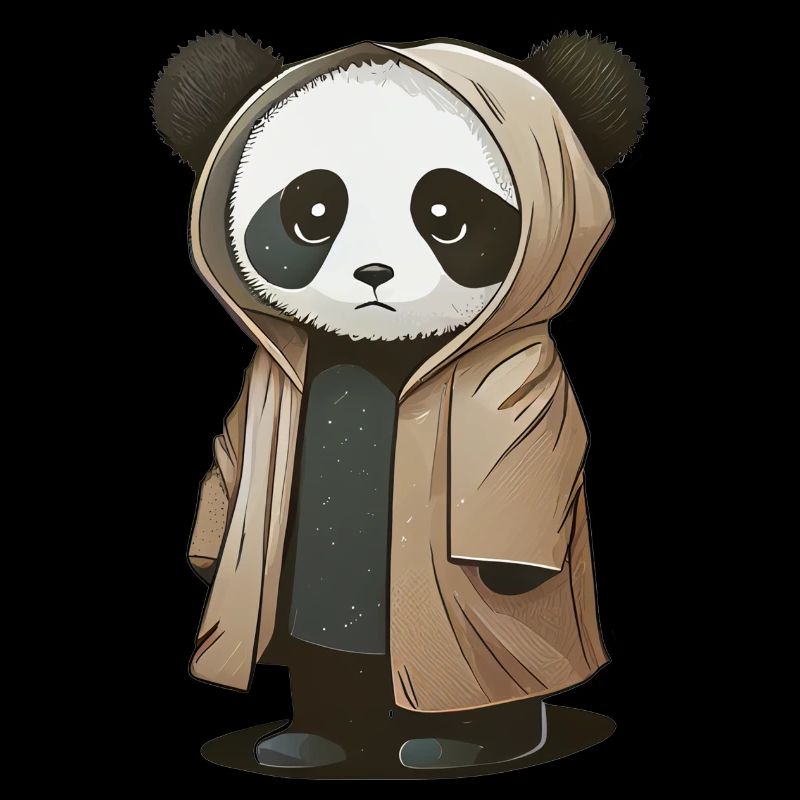 Cute panda wearing raincoat