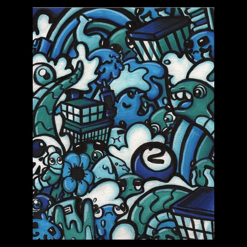 Doodle Art bleu
