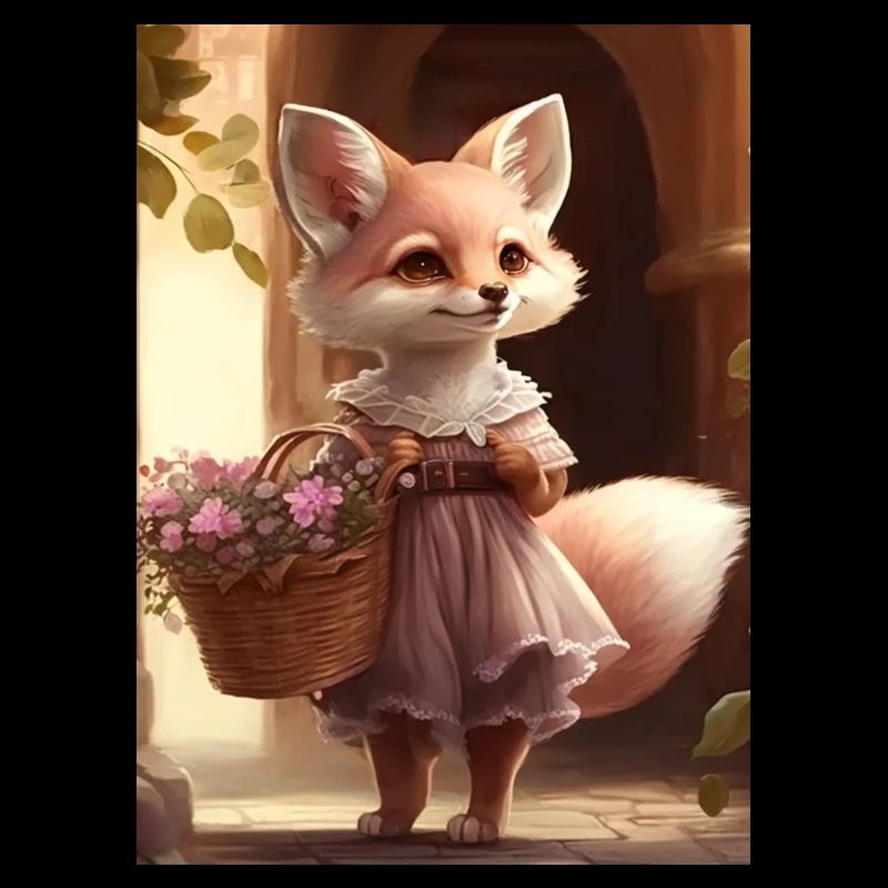 Füchsin mit Blumenkorb Geschenk
