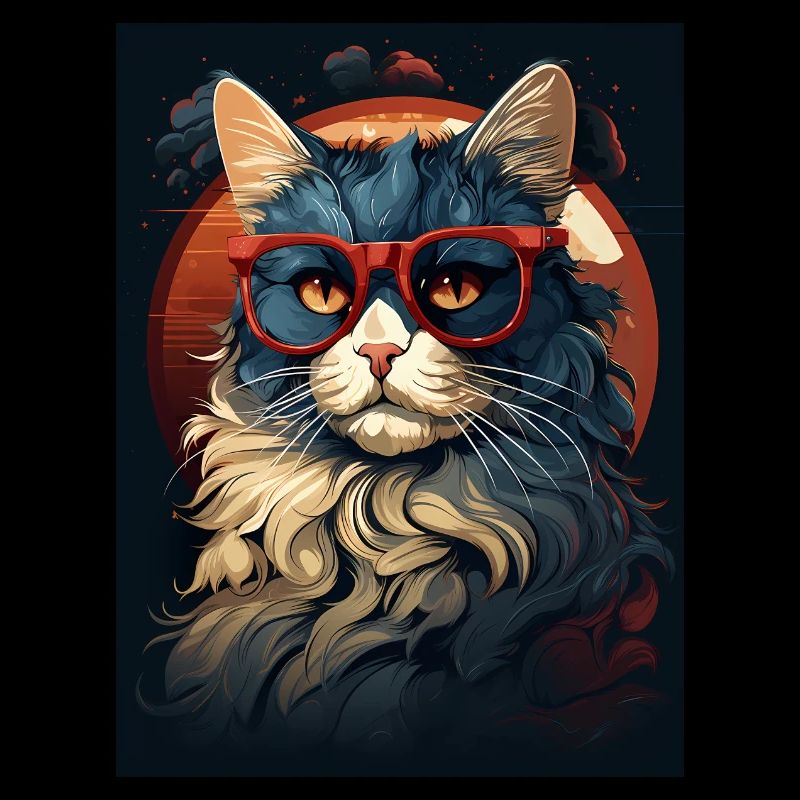 Chat élégant avec des lunettes