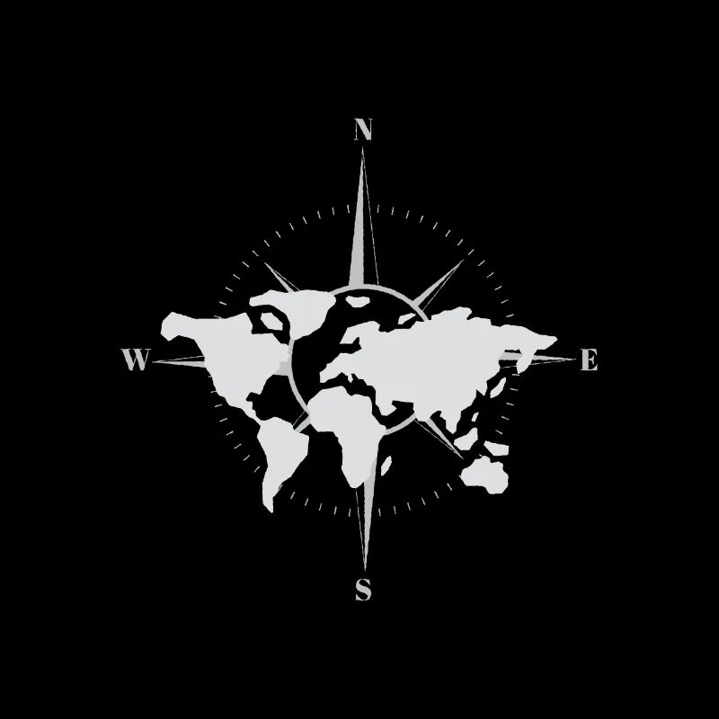 World map and compass