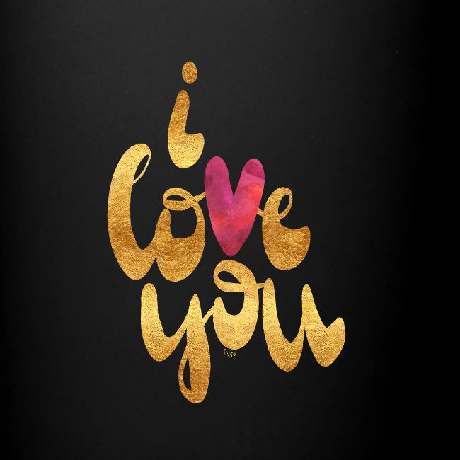 i love you - Typo in gold und rot