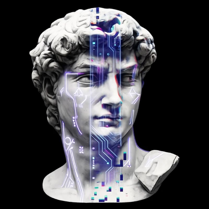 Buste cybernétique classique néon