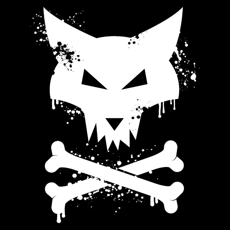 Fox head graffiti with bones in white