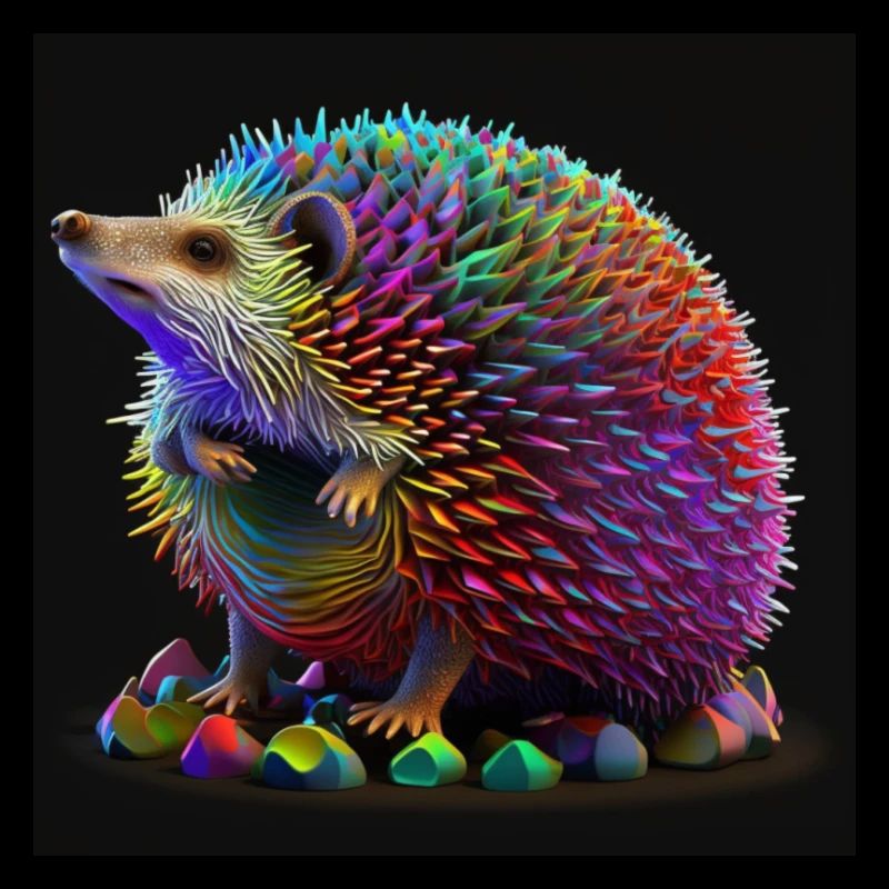 Hérisson coloré, design unique
