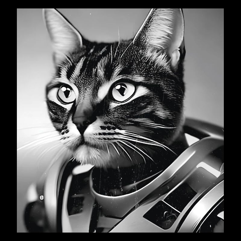 Chat en combinaison spatiale