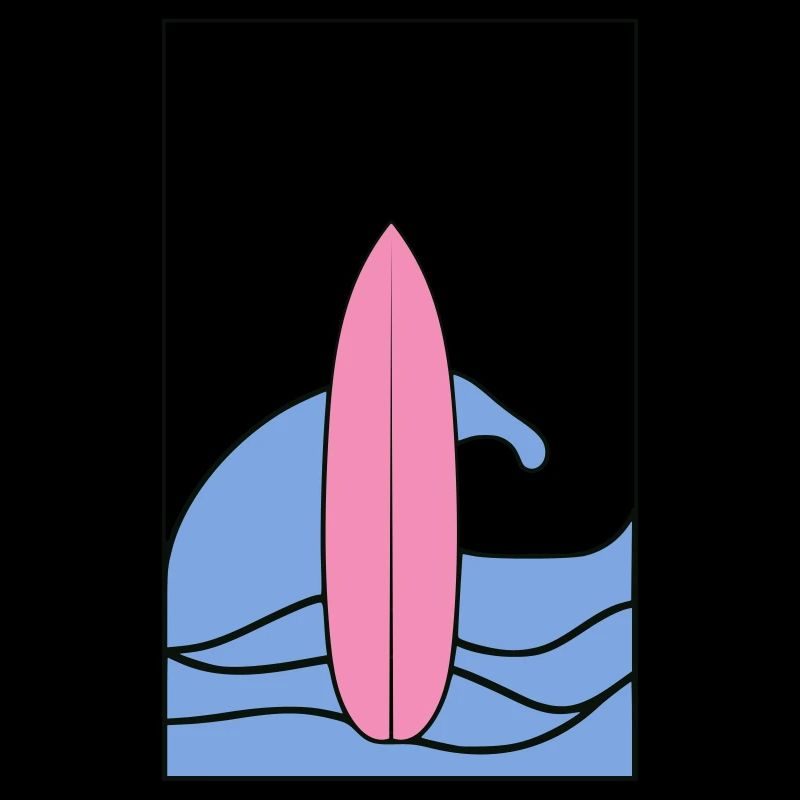 Square Logo: Pink Surf Board with Wave