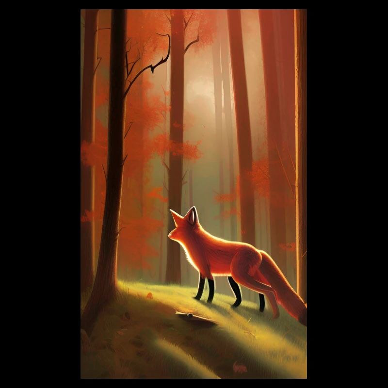 Cool Comic Portrait of a Fox in the forest drawing