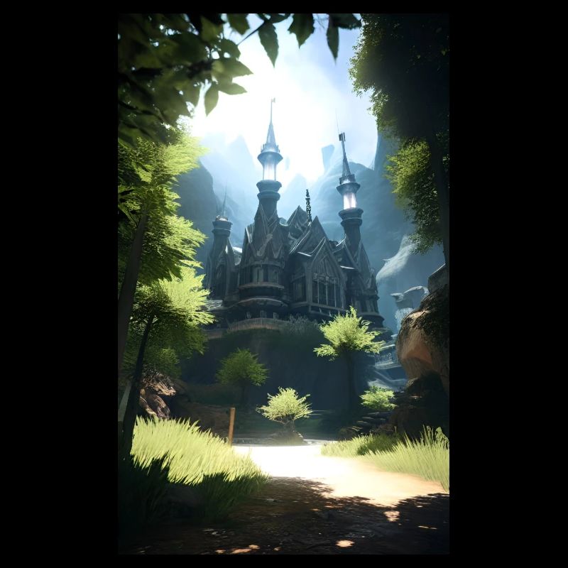 Dream castle in a forest clearing