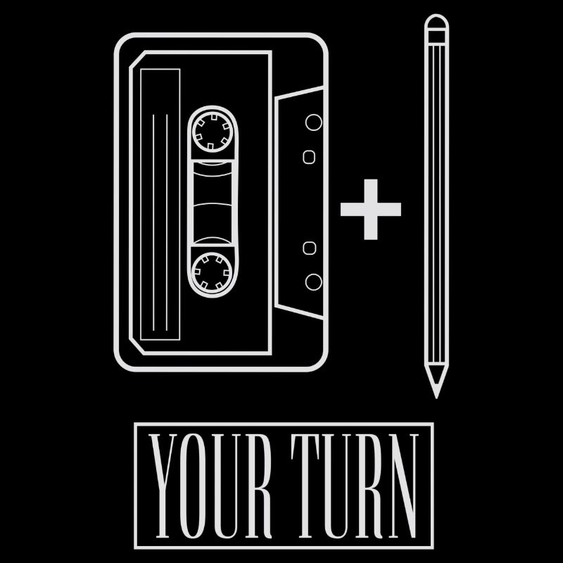 Retro Kassette plus Stift in weiß