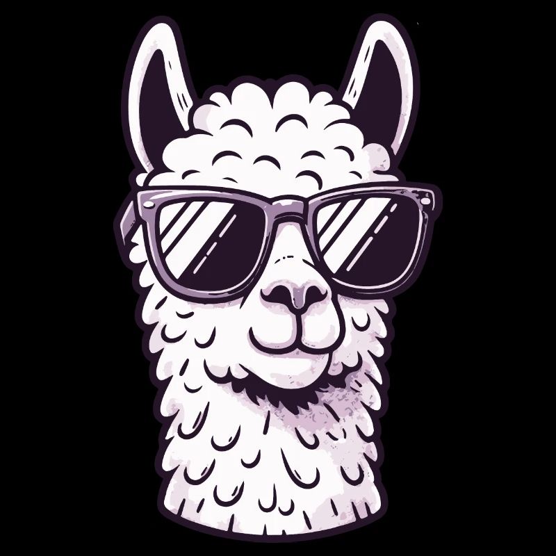 Llama mit Sonnenbrille, cool, no drama, Alpaka