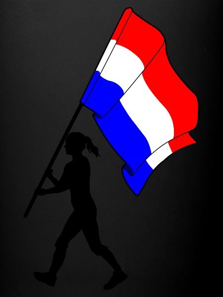 Drapeau Pays-Bas femme marchant