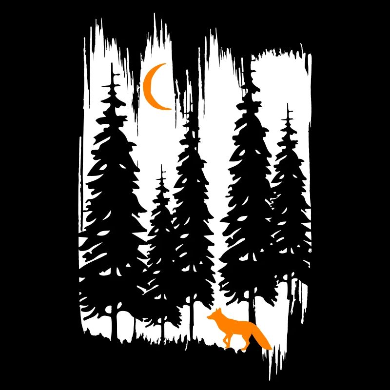 Fox in the forest at night