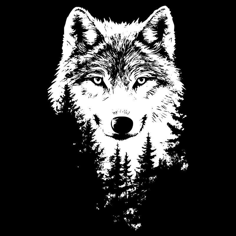 Silhouette de forêt de visage de loup