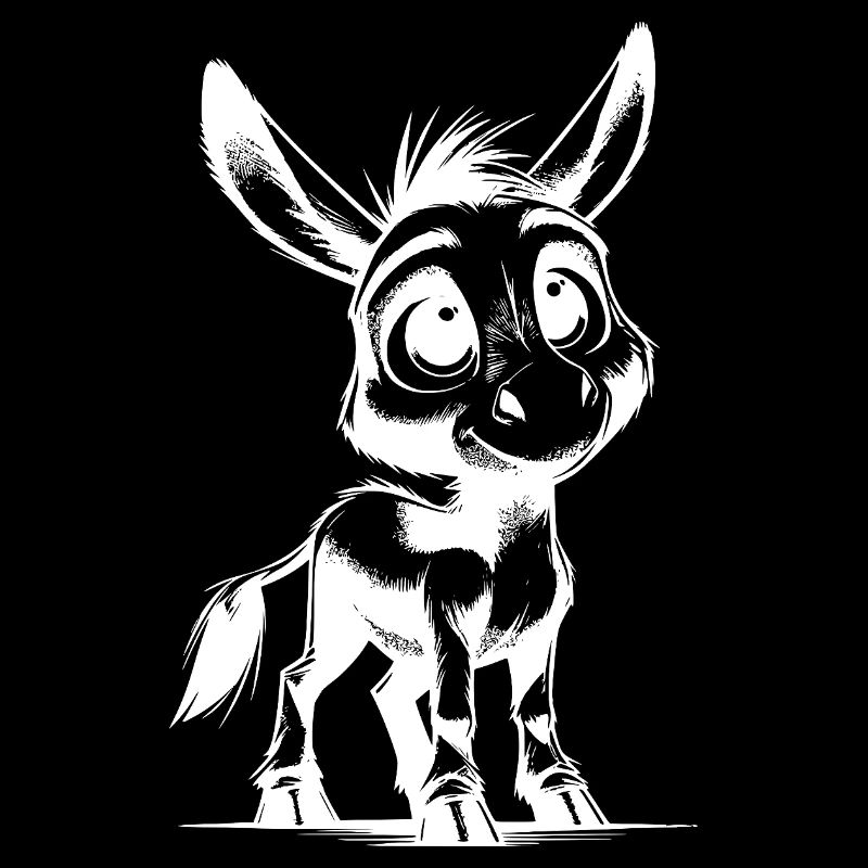 Petit Petit Âne Mignon Dessin au Crayon