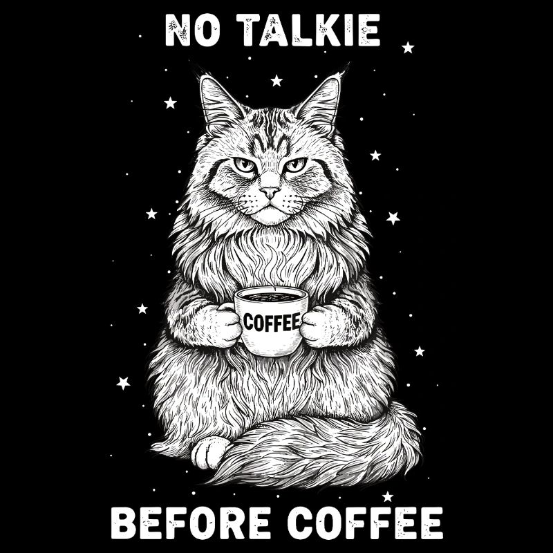 No conversation in front of coffee lover cat