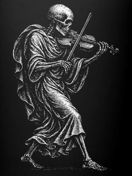Squelette jouant du violon