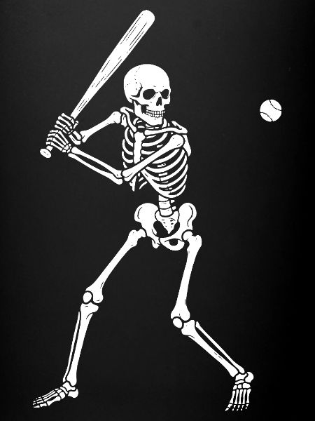 Skeleton spielt Baseball