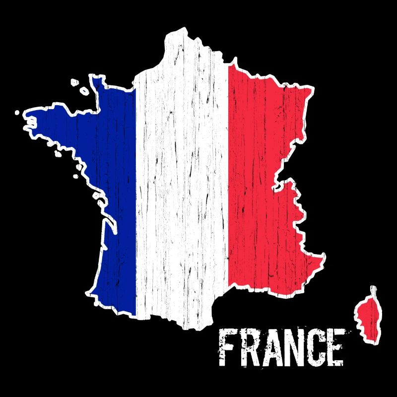 France Flag Map Outline
