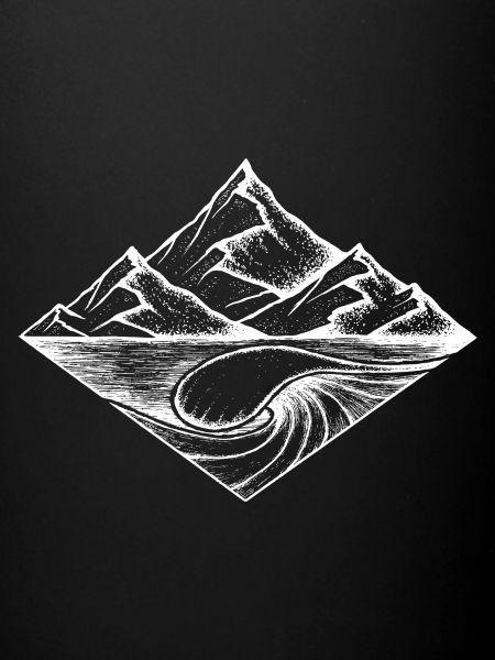 Mountains and wave