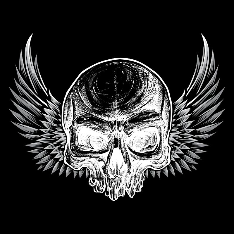 crâne grunge ailes