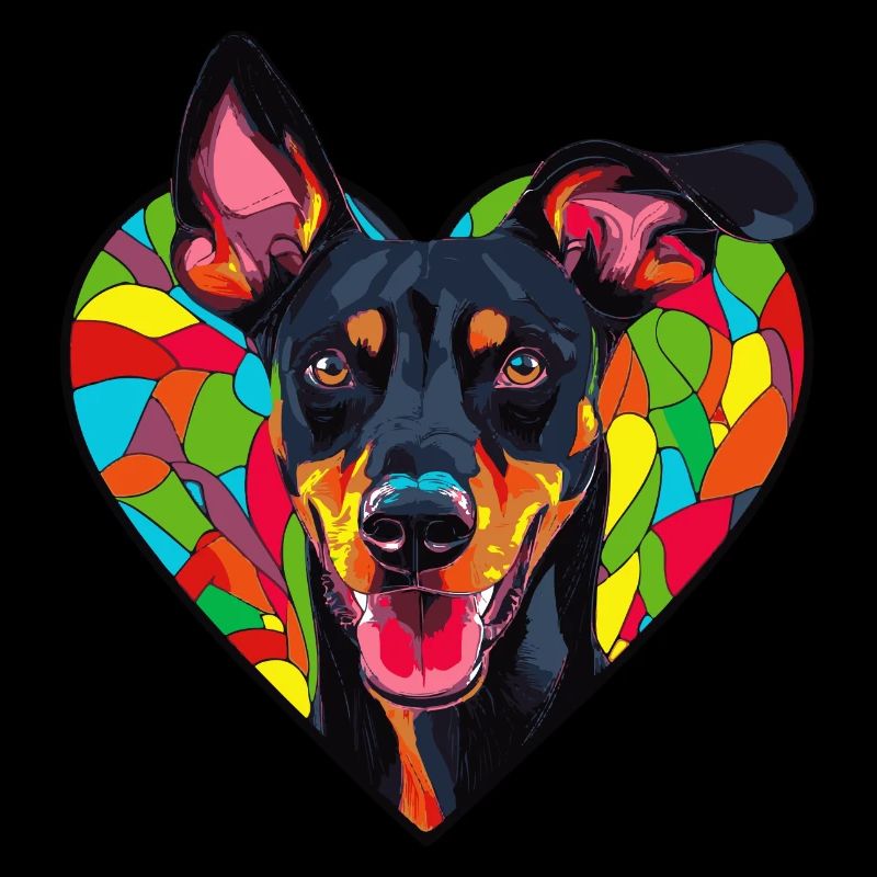 Doberman Chien Coeur Amour