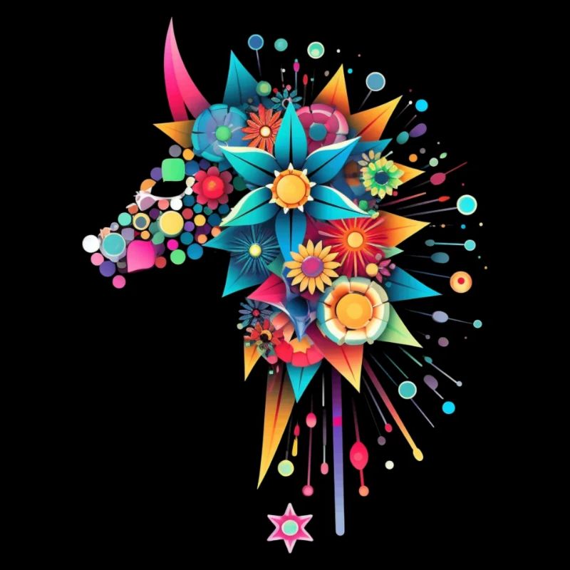 Abstraktes Blumen Einhorn