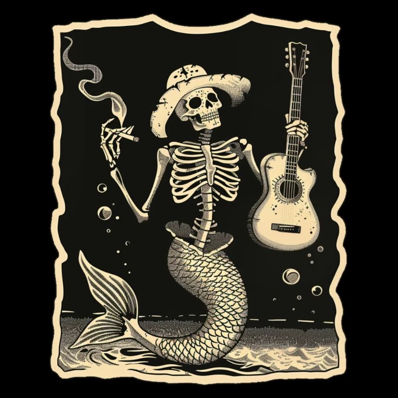 Guitare sirène squelette