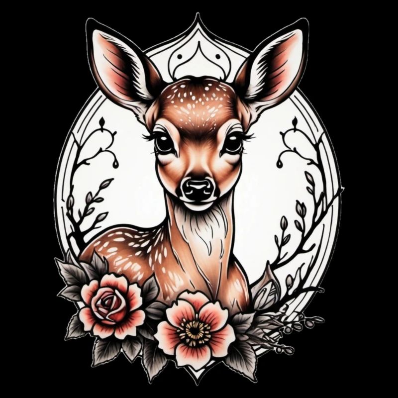 Rehkitz Tattoo-Style