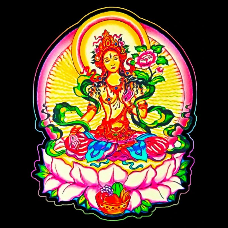 Tara Tibet Bouddhisme Fleur de Lotus Déesse du Soleil Om