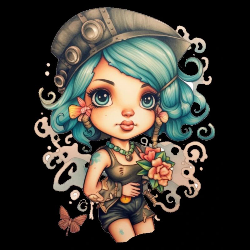 Fille aux cheveux bleus