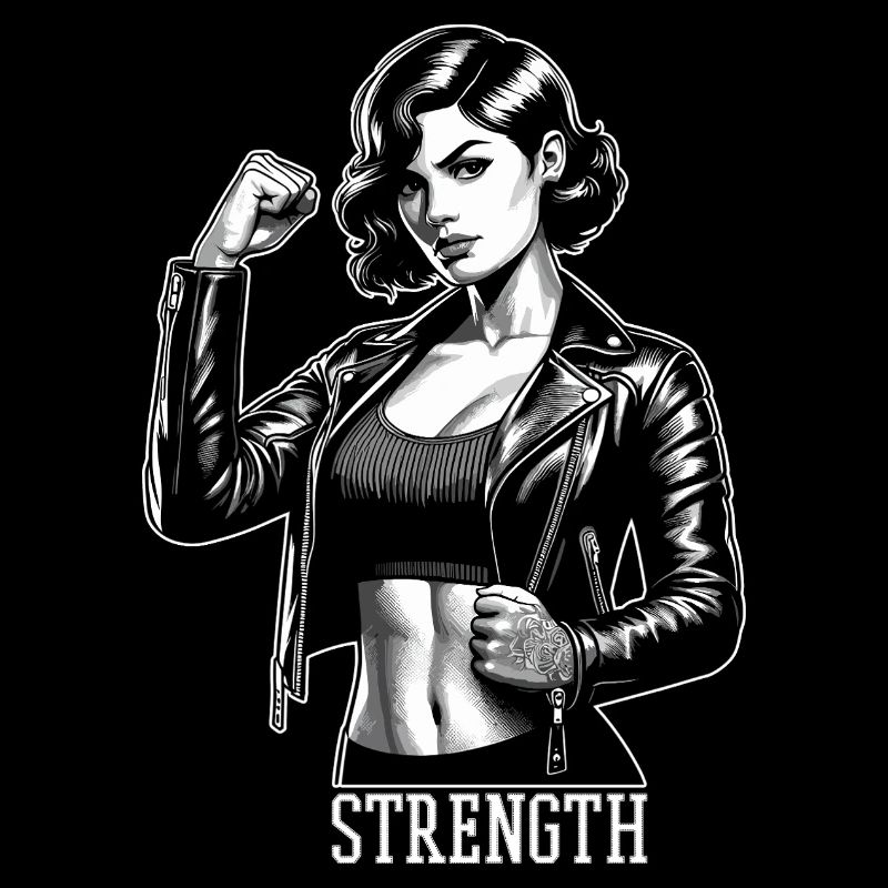 Strong Woman Strength Rockabilly Leather Jacket Gift