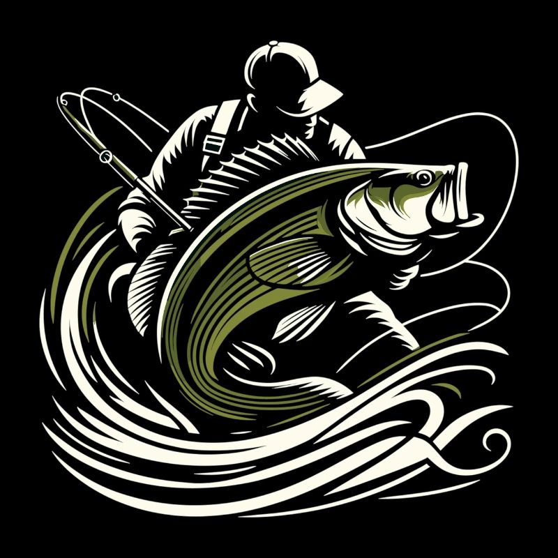 Pêche pêcheur perche poisson géant vert olive cadeau