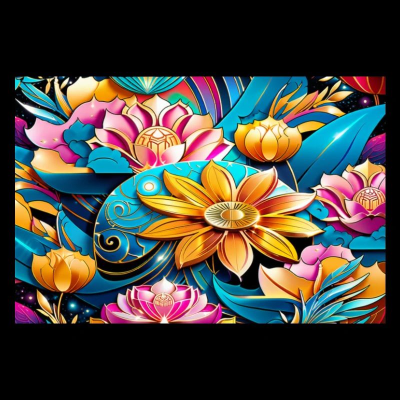 Motif de fleur d’ avec des nénuphars