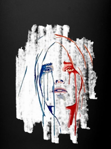 Marianne pleure fond blanc