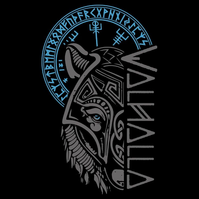 Walhalla Wolf Mask Odin Runes Nordic Compass