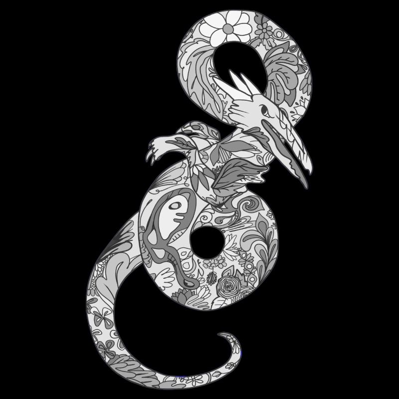 dragon noir et blanc